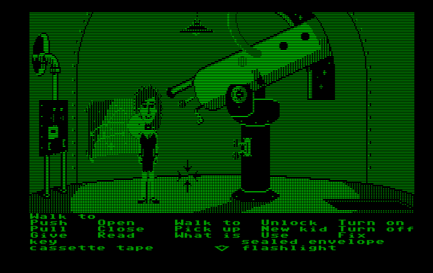 Maniac Mansion IBM PC/Compatibles Screenshot: Oh look, a giant telescope!