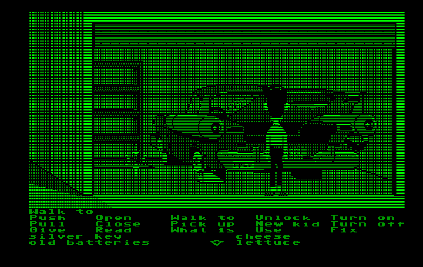 Maniac Mansion IBM PC/Compatibles Screenshot: Meanwhile, Bernard found an interesting car...
