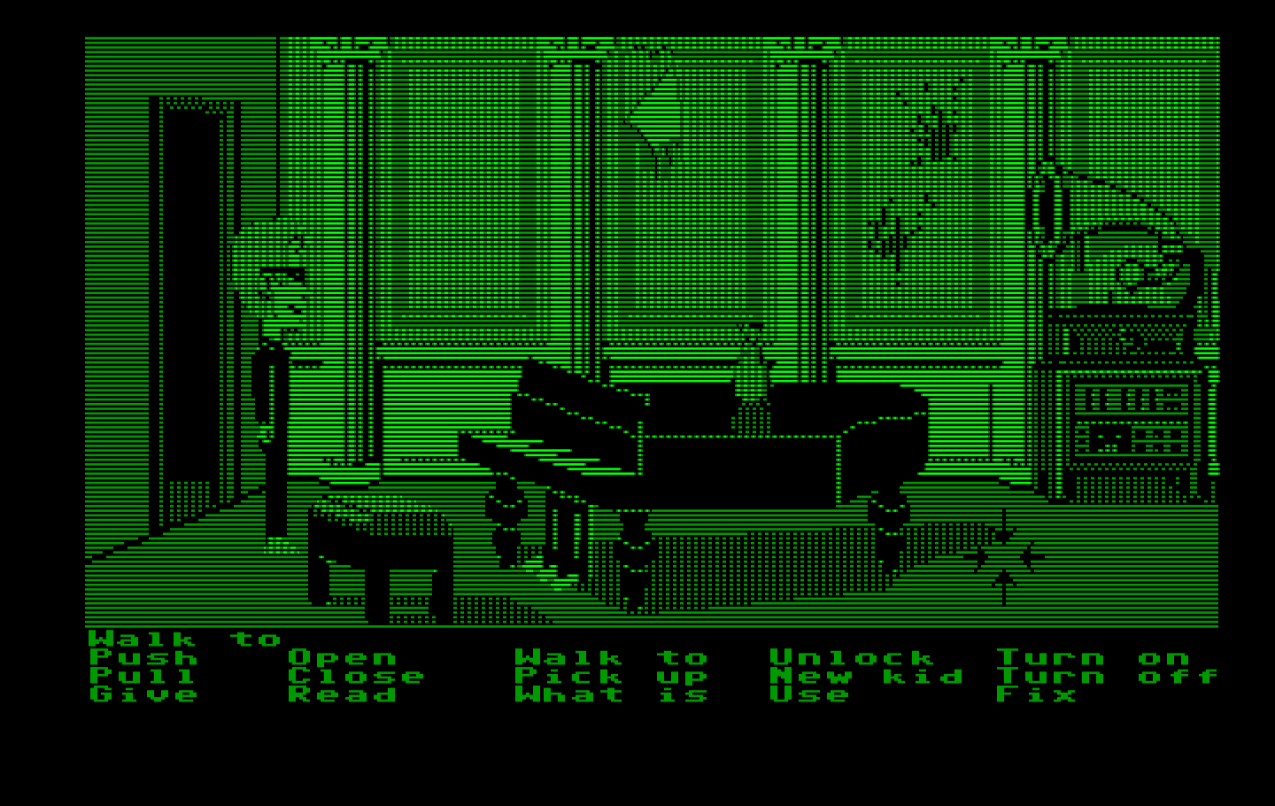 Maniac Mansion IBM PC/Compatibles Screenshot: This room has different musical instruments in it...maybe some are useful?