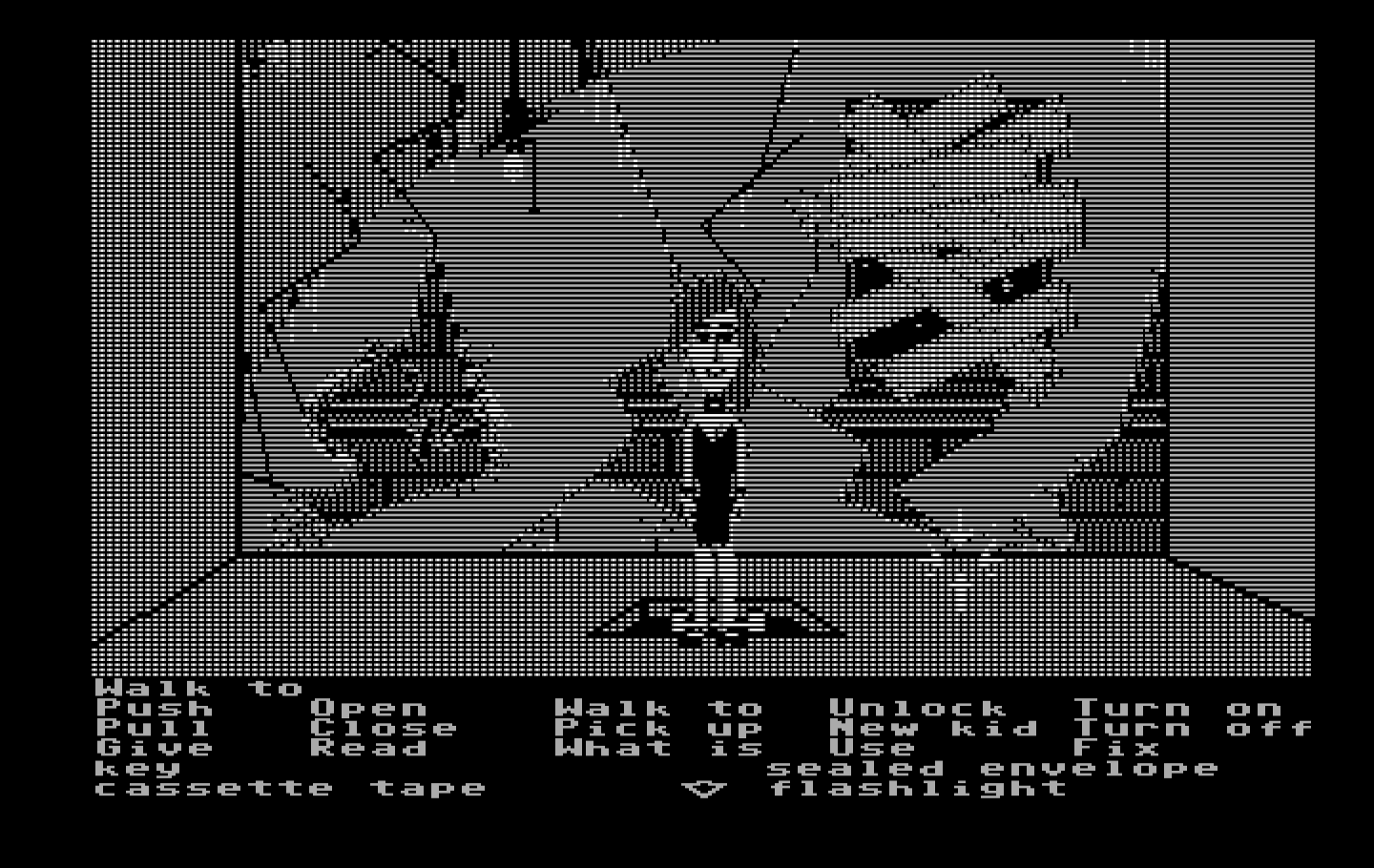 Maniac Mansion IBM PC/Compatibles Screenshot: The ladder leads to this non-descript room.