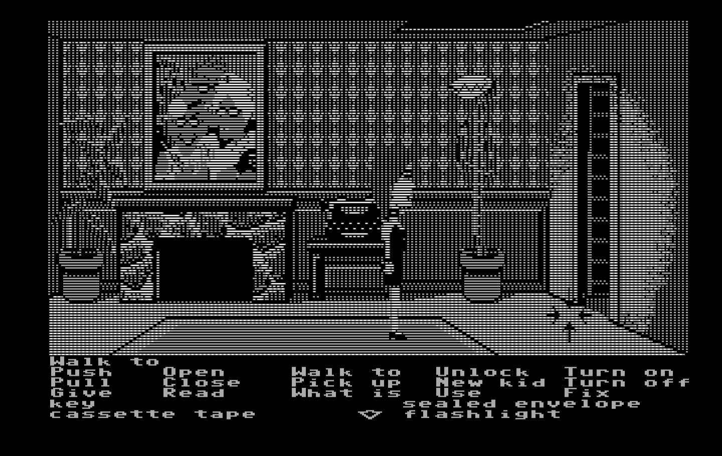 Maniac Mansion IBM PC/Compatibles Screenshot: A man eating plant...and a secret ladder!