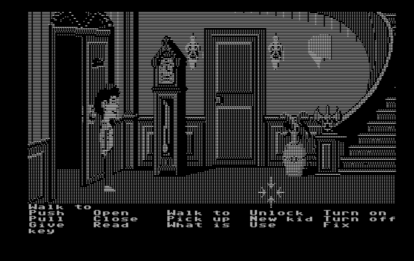 Maniac Mansion IBM PC/Compatibles Screenshot: Here's the entrance to the mansion.