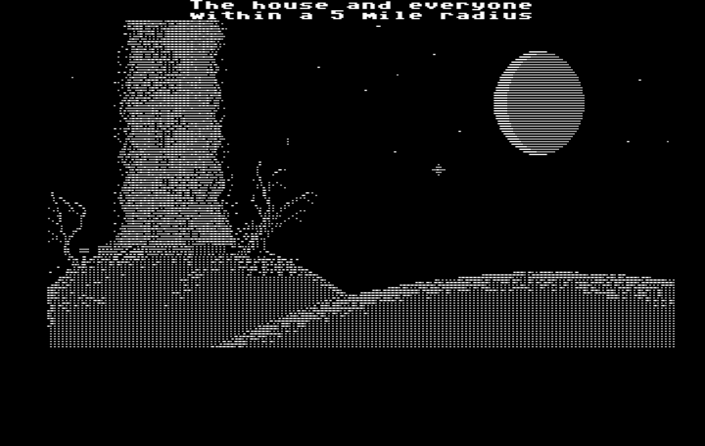 Maniac Mansion IBM PC/Compatibles Screenshot: Oops, the house exploded! Game over.