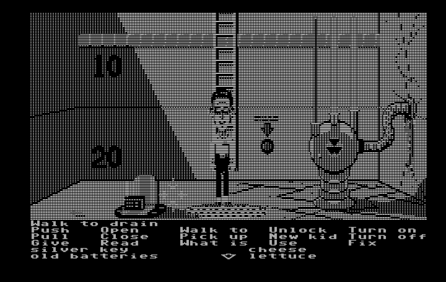 Maniac Mansion IBM PC/Compatibles Screenshot: At the bottom of the pool.