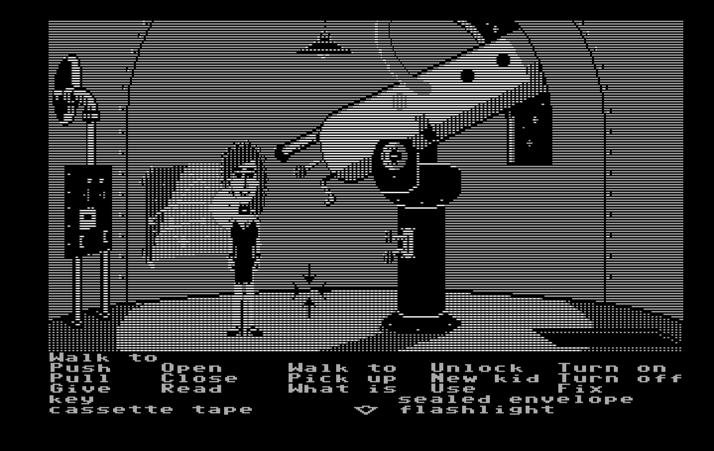 Maniac Mansion IBM PC/Compatibles Screenshot: Oh look, a giant telescope!