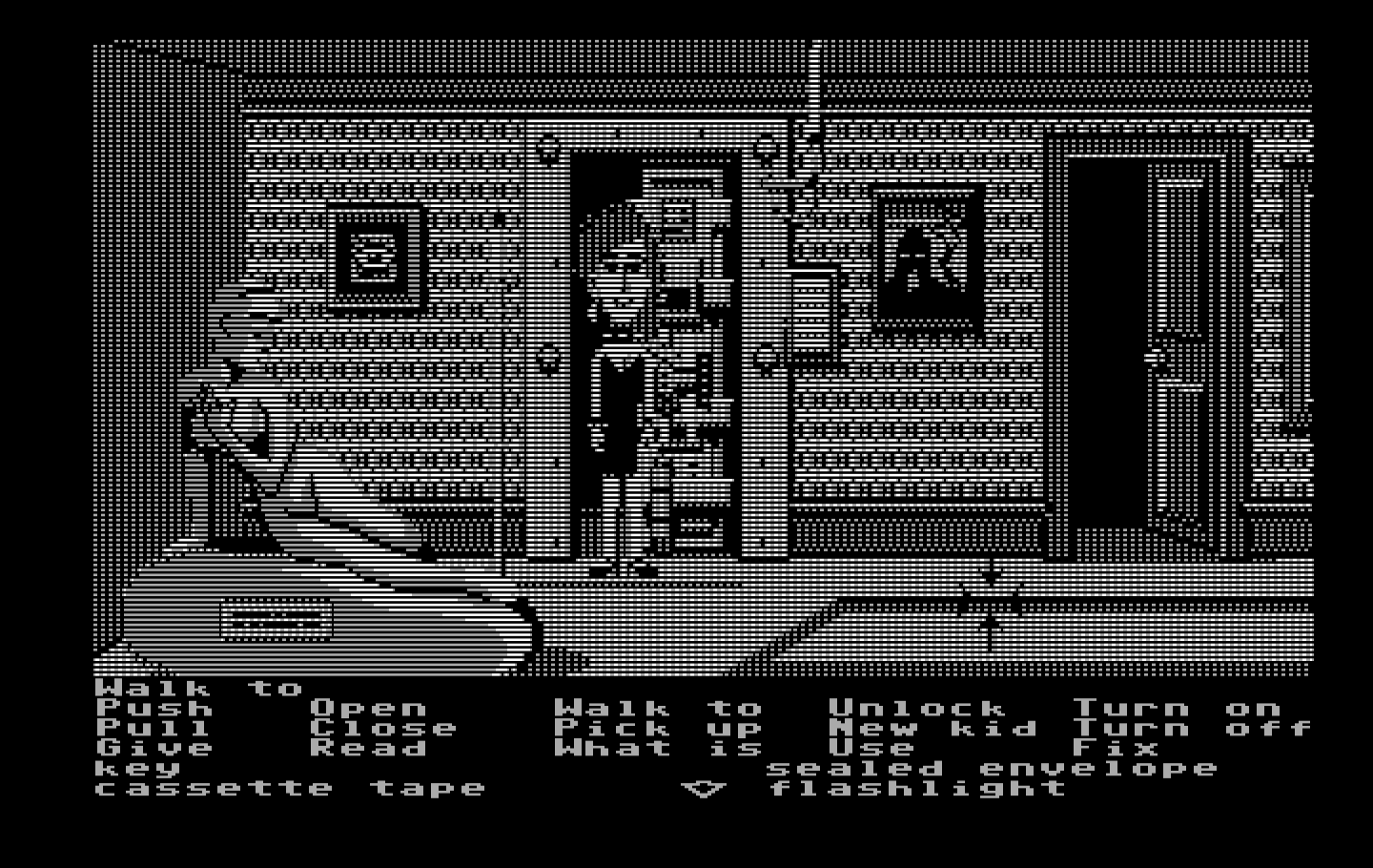 Maniac Mansion IBM PC/Compatibles Screenshot: The second floor of the mansion.