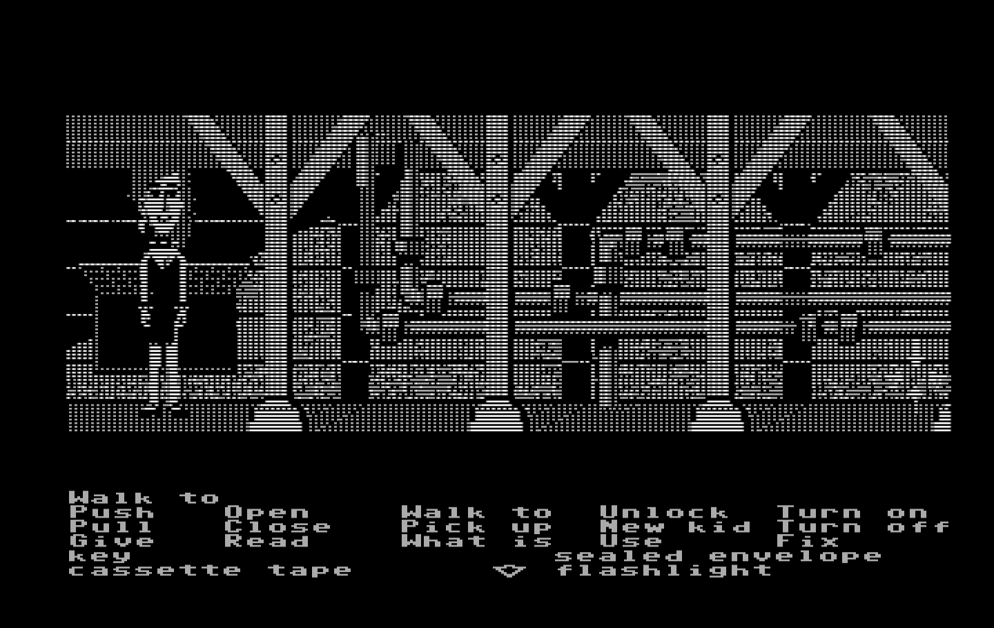 Maniac Mansion IBM PC/Compatibles Screenshot: Meanwhile, Razor sneaks around under the house looking for clues...
