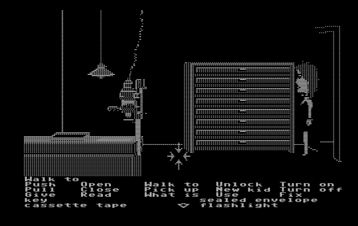 Maniac Mansion IBM PC/Compatibles Screenshot: Not all characters are skilled enough to use the dark room.
