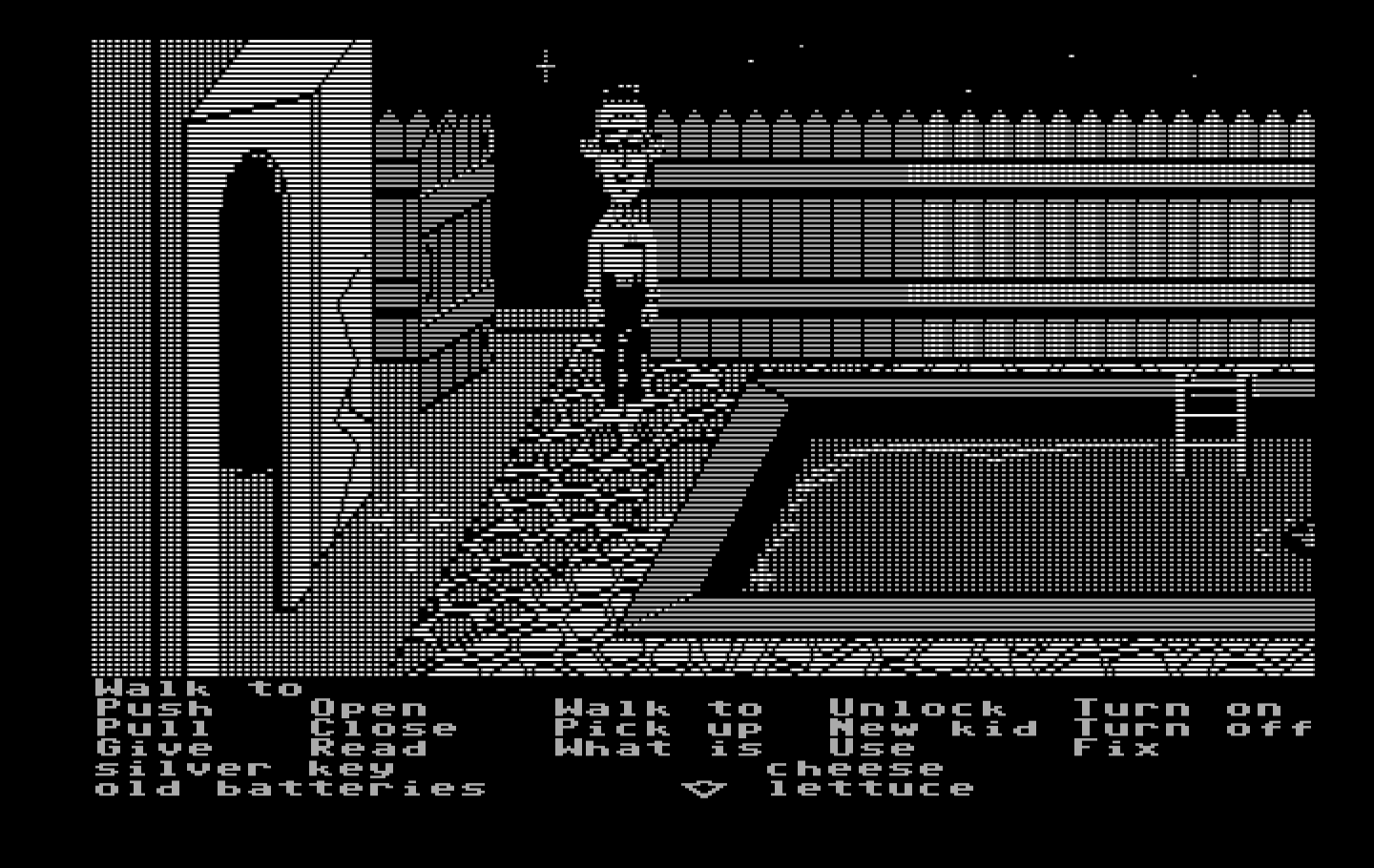 Maniac Mansion IBM PC/Compatibles Screenshot: Here's the pool in the backyard...
