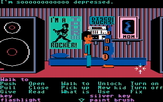 Maniac Mansion IBM PC/Compatibles Screenshot: This giant tentacle is depressed.