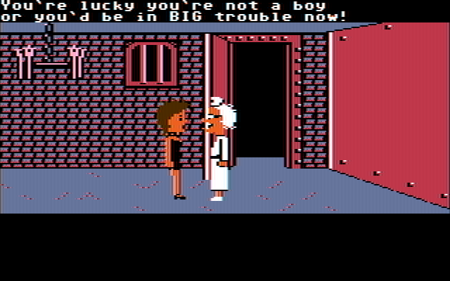 Maniac Mansion IBM PC/Compatibles Screenshot: Caught, and getting thrown in the dungeon!