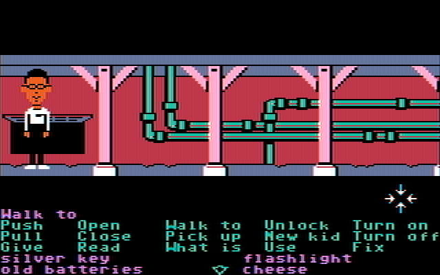 Maniac Mansion IBM PC/Compatibles Screenshot: In a space under the house...