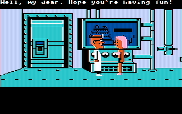 Maniac Mansion IBM PC/Compatibles Screenshot: Introducing our mad scientist, Dr. Fred!