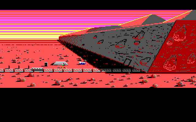 Zak McKracken and the Alien Mindbenders IBM PC/Compatibles Screenshot: Outside a giant temple...