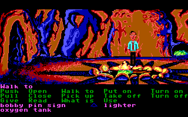 Zak McKracken and the Alien Mindbenders IBM PC/Compatibles Screenshot: Exploring a cave...