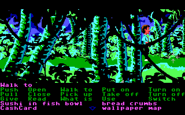 Zak McKracken and the Alien Mindbenders IBM PC/Compatibles Screenshot: Lost in the jungle...this place is a maze!