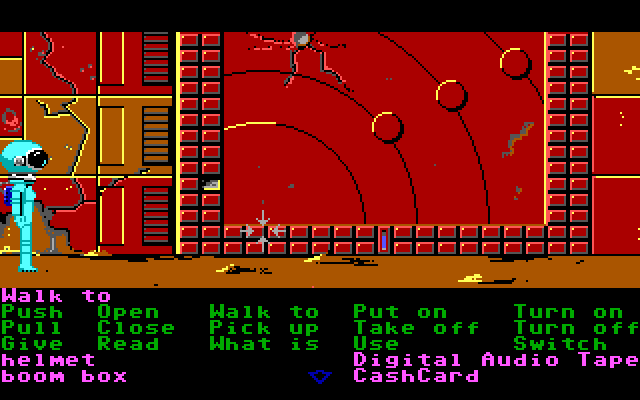 Zak McKracken and the Alien Mindbenders IBM PC/Compatibles Screenshot: What are these symbols on the door?