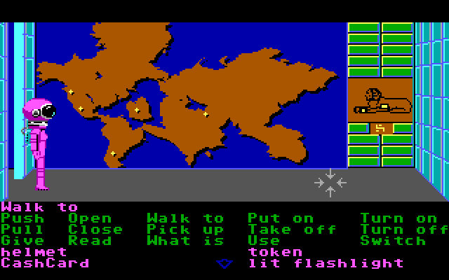 Zak McKracken and the Alien Mindbenders IBM PC/Compatibles Screenshot: A map room! Could provide some useful knowledge...