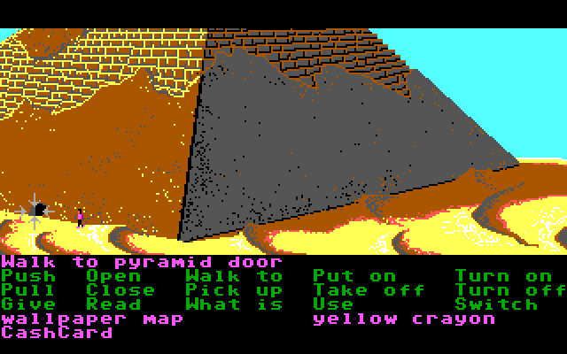 Zak McKracken and the Alien Mindbenders IBM PC/Compatibles Screenshot: Outside a pyramid...