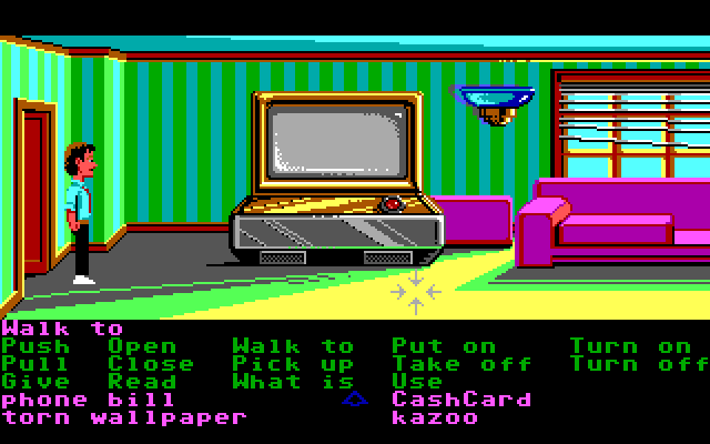 Zak McKracken and the Alien Mindbenders IBM PC/Compatibles Screenshot: Zak's living room.