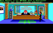 Zak McKracken and the Alien Mindbenders for IBM PC/Compatibles - Introduction; Zak talks with his boss about a lousy assignment...
