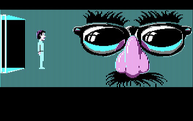 Zak McKracken and the Alien Mindbenders IBM PC/Compatibles Screenshot: A pair of giant nose glasses appear in Zak's dream!