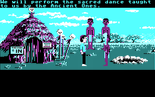 Zak McKracken and the Alien Mindbenders IBM PC/Compatibles Screenshot: Pay attention, you might need to know this dance later!