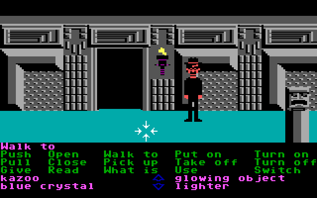 Zak McKracken and the Alien Mindbenders IBM PC/Compatibles Screenshot: Light the torches to see when walking around in here.