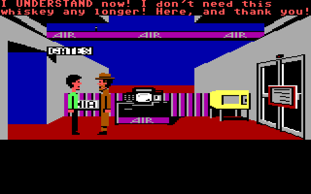 Zak McKracken and the Alien Mindbenders IBM PC/Compatibles Screenshot: Random people you encounter can sometimes provide useful items.