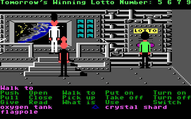 Zak McKracken and the Alien Mindbenders IBM PC/Compatibles Screenshot: A winning lottery number? That could be good to know...