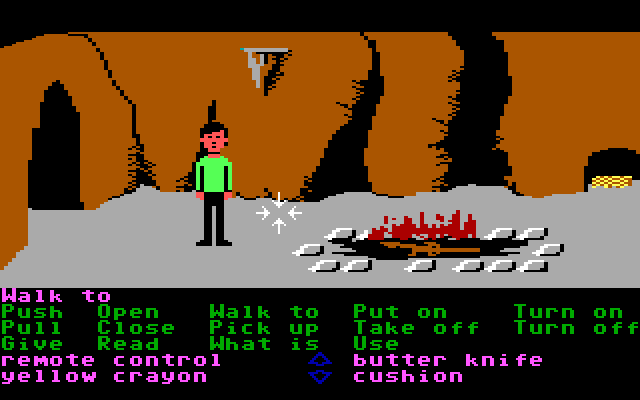 Zak McKracken and the Alien Mindbenders IBM PC/Compatibles Screenshot: Exploring a cave.