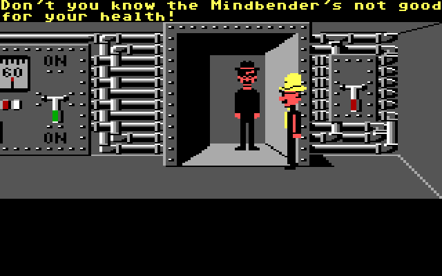 Zak McKracken and the Alien Mindbenders IBM PC/Compatibles Screenshot: Using a disguise to escape...