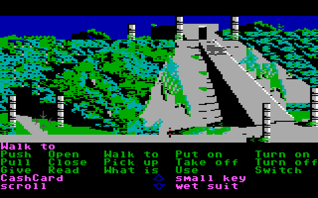 Zak McKracken and the Alien Mindbenders IBM PC/Compatibles Screenshot: A pyramid! This is the entrance to a maze...