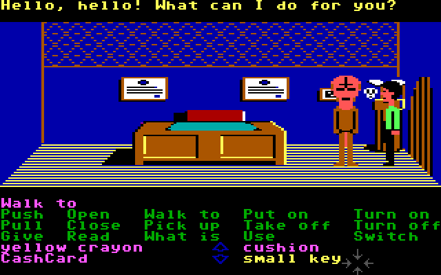 Zak McKracken and the Alien Mindbenders IBM PC/Compatibles Screenshot: This guy with the mask may be help to help...