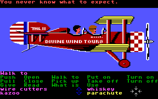 Zak McKracken and the Alien Mindbenders IBM PC/Compatibles Screenshot: Flying through the Bermuda Triangle...