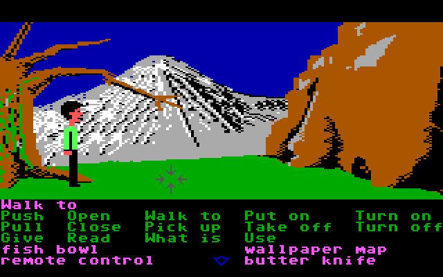 Zak McKracken and the Alien Mindbenders IBM PC/Compatibles Screenshot: Arrived in Seattle, home of a two-headed squirrel.