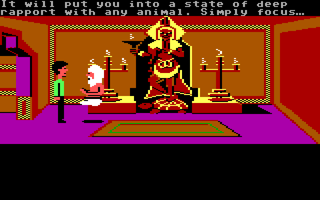 Zak McKracken and the Alien Mindbenders IBM PC/Compatibles Screenshot: This floating guru can provide you with some wisdom.
