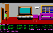 Zak McKracken and the Alien Mindbenders for IBM PC/Compatibles - Zak's living room, featuring a really big screen T.V.