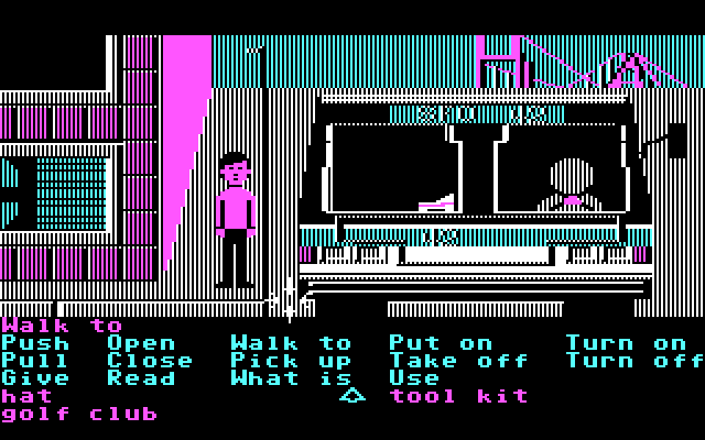 Zak McKracken and the Alien Mindbenders IBM PC/Compatibles Screenshot: The bus driver is asleep; I better wake him up!