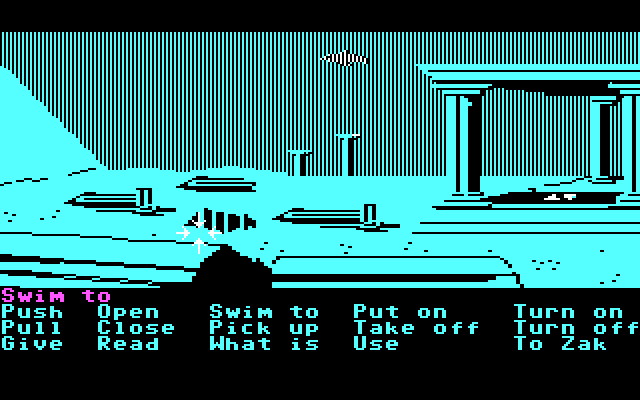 Zak McKracken and the Alien Mindbenders IBM PC/Compatibles Screenshot: Swimming underwater as a dolphin.
