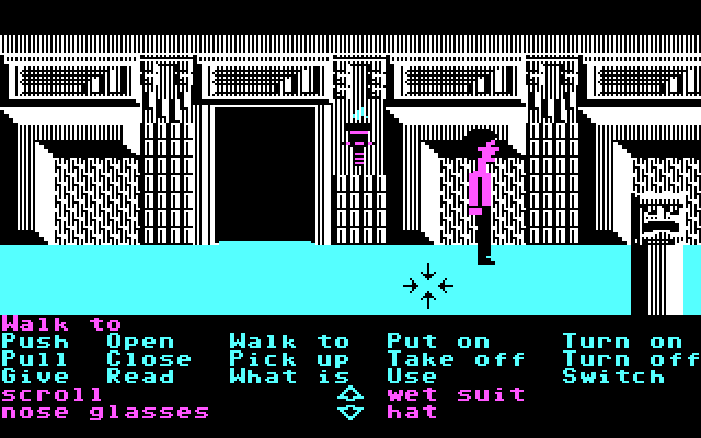 Zak McKracken and the Alien Mindbenders IBM PC/Compatibles Screenshot: Light the torches to see inside this maze.