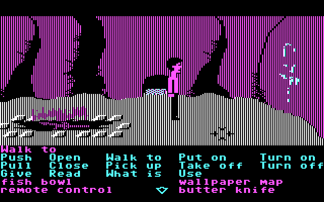 Zak McKracken and the Alien Mindbenders IBM PC/Compatibles Screenshot: Exploring a cave; what are these strange markings?