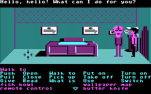 Zak McKracken and the Alien Mindbenders IBM PC/Compatibles Screenshot: This guy with the mask may be able to help me...
