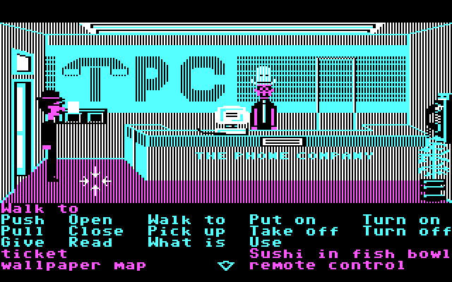 Zak McKracken and the Alien Mindbenders IBM PC/Compatibles Screenshot: In disguise at the phone company.