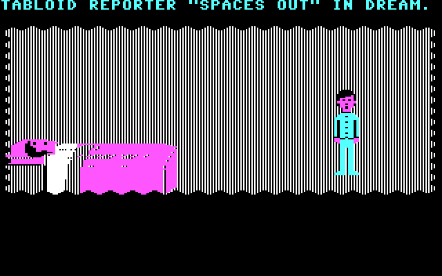 Zak McKracken and the Alien Mindbenders IBM PC/Compatibles Screenshot: Zak has a strange dream in the introduction sequence.