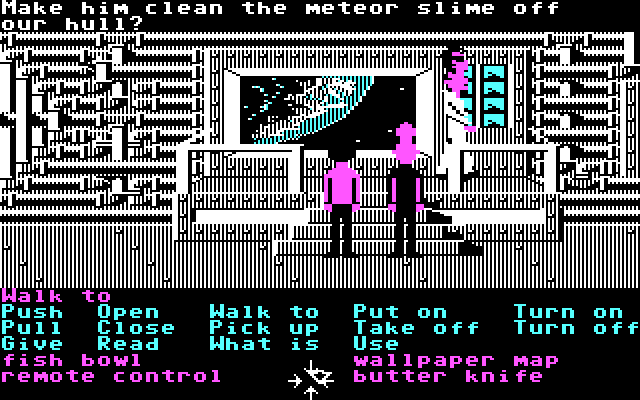 Zak McKracken and the Alien Mindbenders IBM PC/Compatibles Screenshot: I've been caught, how will I get out of this one?