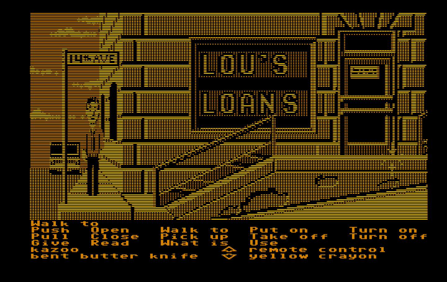 Zak McKracken and the Alien Mindbenders IBM PC/Compatibles Screenshot: Outside Lou's Loans...