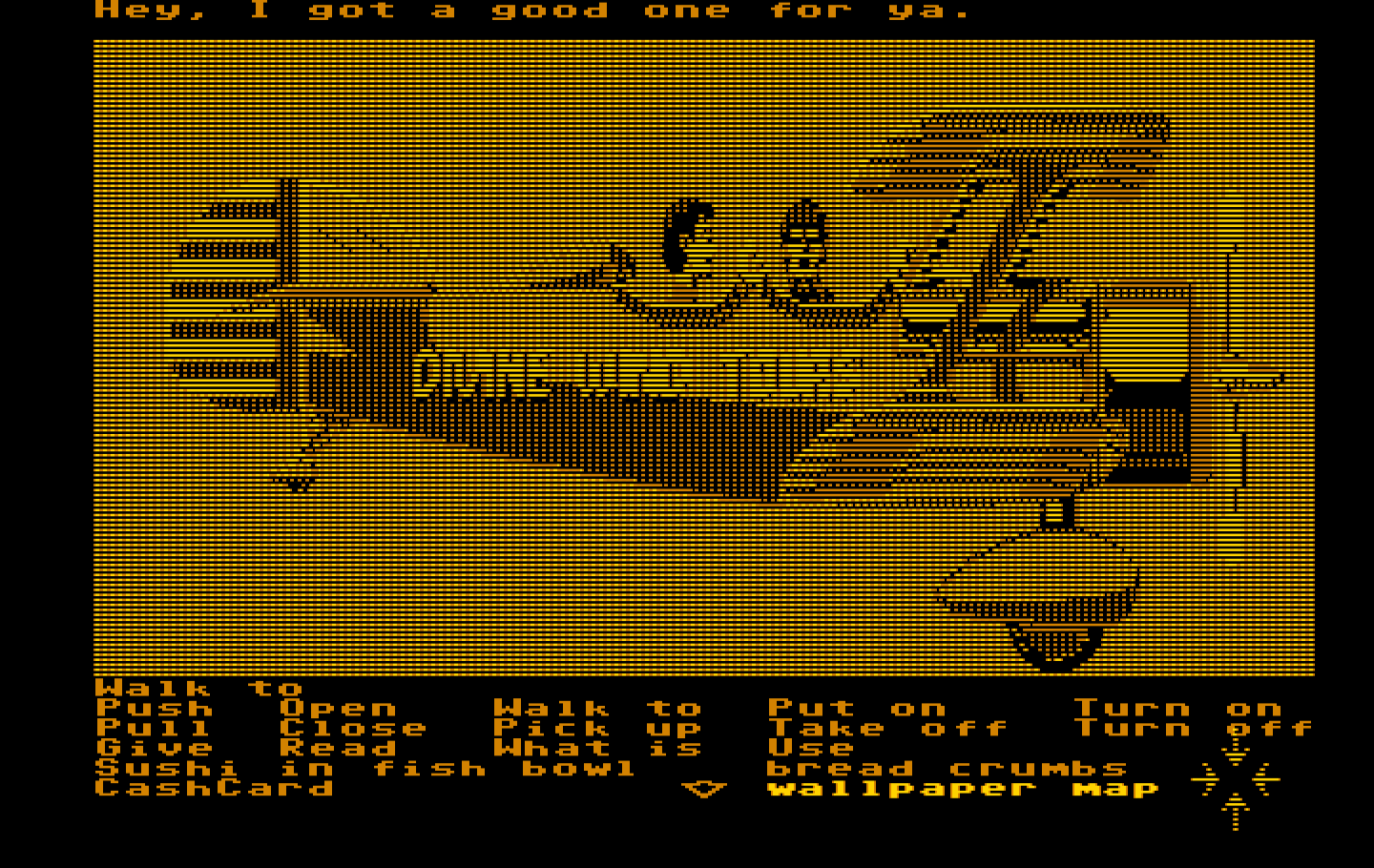 Zak McKracken and the Alien Mindbenders IBM PC/Compatibles Screenshot: The pilot is good at telling bad jokes...