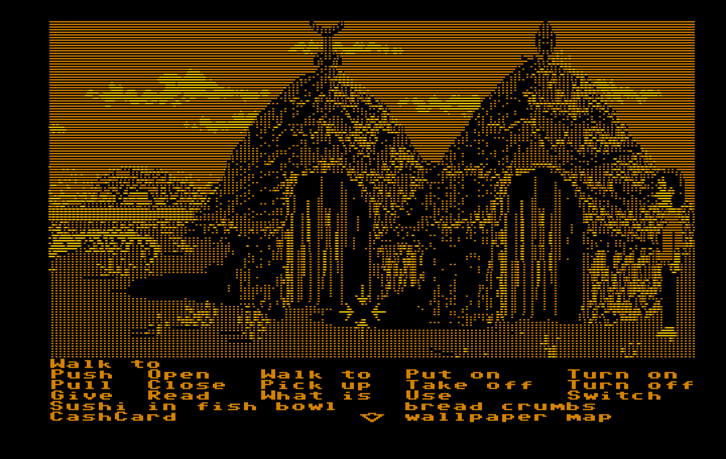 Zak McKracken and the Alien Mindbenders IBM PC/Compatibles Screenshot: Arrived at a village hidden in the jungle...
