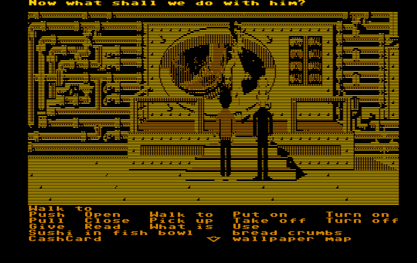 Zak McKracken and the Alien Mindbenders IBM PC/Compatibles Screenshot: I've been captured! What should I do now?
